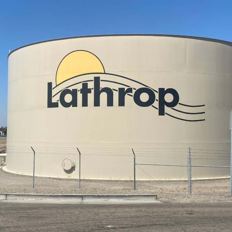 Lathrop, CA water tower where we service the town with Junk Removal and Demolition Services
